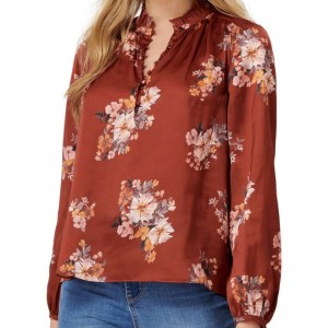 Bluză cu mâneci lungi pentru femei cu imprimeu floral